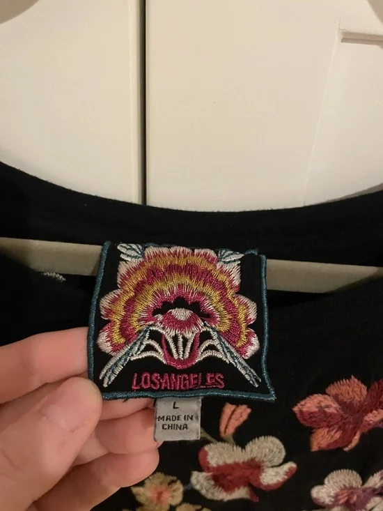 Johnny Was Black Floral Embroidered multicolor Cotton Top Size Large - Picture 5 of 8